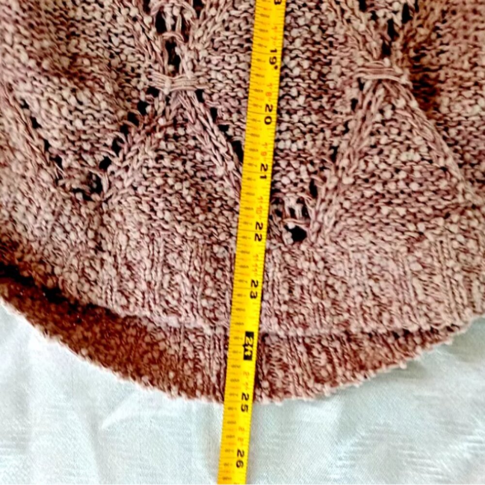 Maurices Sweater Women's Size M Brown Loose Knit Pullover Crew Neck Semi Sheer - Picture 4 of 6